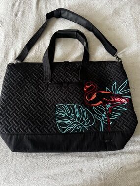 Lug Aerial Large Tote Carry-on Black with Flamingo Embroidered Design NWOT Rare